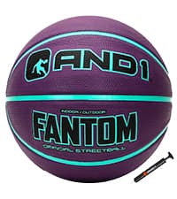 AND1 Fantom Rubber Basketball: Official Regulation Size 7 (29.5 inches) Rubber Basketball - Deep Channel Construction Streetball, Made for Indoor Outdoor Basketball Games