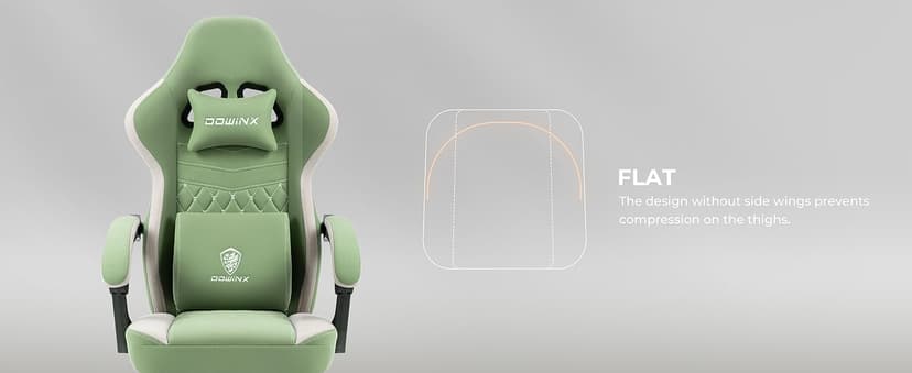 Dowinx Gaming Chair Breathable Fabric Game Chair with Gel Pad and Storage Bag, Comfortable Gamer Chair with Pocket Spring Cushion, Ergonomic Computer Chair with Footrest, Green