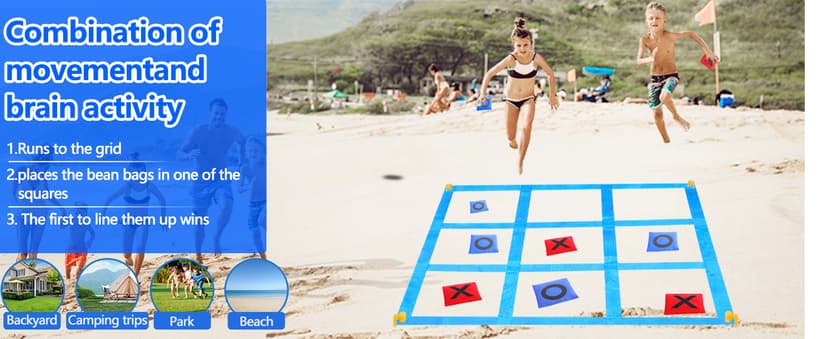 CWLAKON Outdoor Giant Tic Tac Toe Bean Bag Toss Games for Kids Adults Family, Large Outside Lawn Yard Backyard Carnival Field Day Game, Birthday Party Family Reunion Games Playground Fitness Equipment