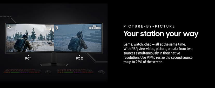 SAMSUNG 49" Odyssey G9 (G95C) Series DQHD 1000R Curved Gaming Monitor, 240Hz, 1ms(GtG), DisplayHDR 1000, AMD FreeSync Premium Pro, Eye Saver Mode, Auto Source Switch+, LS49CG950ENXZA, 2024