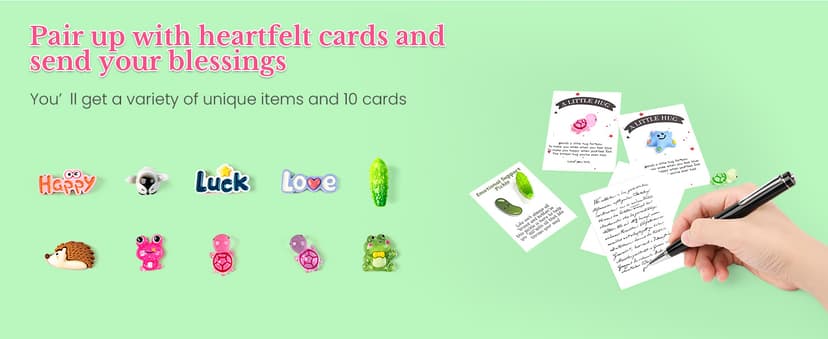 Pocket Hug 10 Sets, DIY Cute Mini Encouragement Gifts with Cute Resin Tokens Inspirational Thinking of You Keepsake Long Distance Friendship Appreciation Gifts for Friends Family Coworkers B0F1SNXLSH
