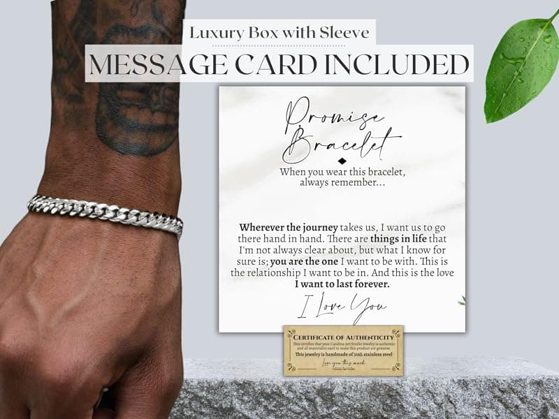 Love You This Much Promise Cuban Bracelet, Romantic Gift for Boyfriend, Appreciation Gift for Boyfriend, Cute Small Gift for Boyfriend, Thoughtful Boyfriend