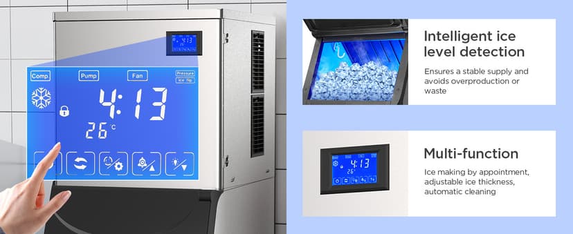 Commercial Ice Maker Machine 432 Lbs/24H with 400LBS Large Storage Bin Ice Ready in Air Cooled Clear Cube Ice for Bar Business Cafe ETL NSF(432 Lbs/24H)