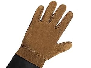 HANDLANDY Long Gardening Gloves for Men & Women, Pigskin Leather Rose Pruning Gloves, Breathable Thorn Proof Gauntlet Glove (Brown-Pigskin, M)