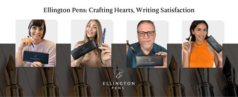 Ellington Pens Luxury Fountain Pen Set - Fountain Pen For Writing - Smooth Medium Nib - Includes Refillable Ink Converter, 3 Ink Cartridges, Gift Box - Calligraphy, Journaling, Sketching (The Stealth)