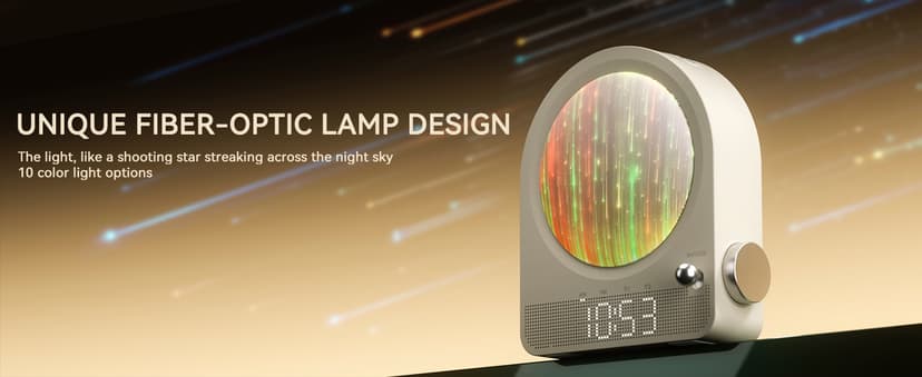 Vivilumens Sound Machine Alarm Clock, Gentle Sunrise Wake Up Light Alarm Clock for Heavy Sleepers Adults, Dimmable Night Light & RGB Meteors Lights Mode, 10 Natural Sounds, Great Gifts for Her