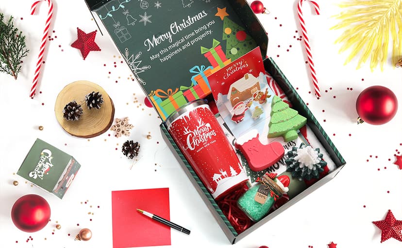 Christmas Tumbler Gift Basket for Mom, Wife, Girlfriend, Sister, Coworkers, Teacher, Nurse - Unique Holiday Gift Box for Women Who Have Everything