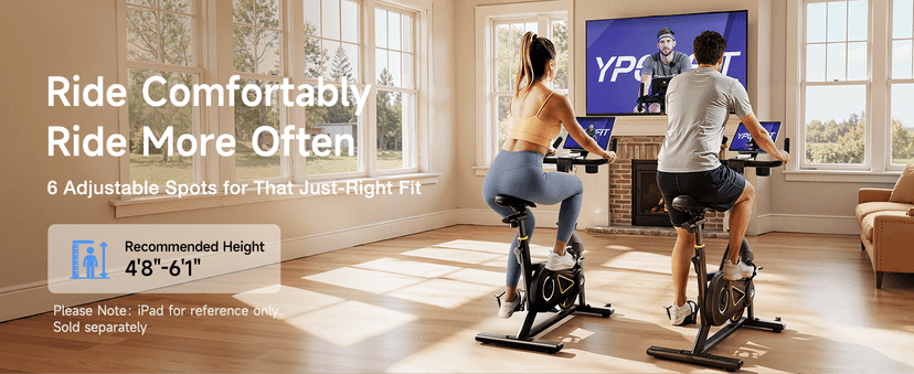 Exercise Bike, Adjustable Magnetic Resistance Stationary Bikes for Home Cardio with Exclusive App, Indoor Bike with 330lbs Weight Capacity Comfortable Seat, Tablet Mount and Fitness Courses