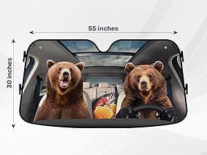 GENANY Hunting Car Sun Shade for Car SUV Truck (55x30 inches), Deer Skull Sun Shade Windshield, Shades for Front Windows, Protector Blocks UV, Car Decor