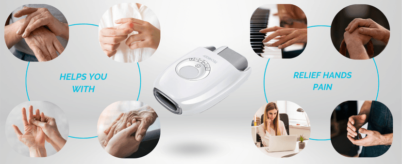 Hand Massager with Heat and Compression for Arthritis and Carpal Tunnel, Finger Numbness, Circulation, Pain Relief, from Wrist to Palm and Finger with Kneading Rollers, Fan Cooling Gifts for Women Men