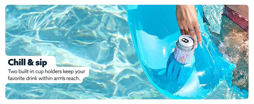 SLOOSH Inflatable Pool Floats Adult,2 Pack Pool Chairs with Cup Holders,Blow up Floats Chair,Hammock Noodle Mat for Relaxing Summer Water Fun Swimming Party Beach