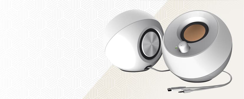 Creative Pebble 2.0 USB-Powered Desktop Speakers with Far-Field Drivers and Passive Radiators for PCs and Laptops (White)