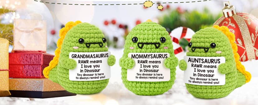 Mini Gifts for Mom Christmas I Love You Mommy Gift Handmade Crochet Dinosaur Mom Gifts for Christmas Birthday Gift for Mama Mother- in- Law New Bonus Step Moms Mother from Daughter Son Husband