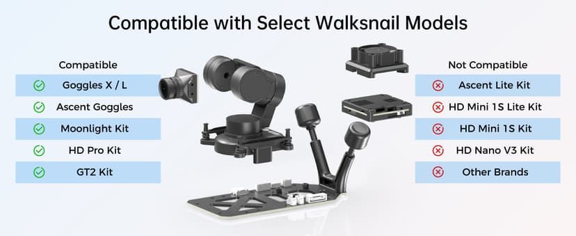 CADDXFPV Walksnail GM3 V2 3-Axis Gimbal – FPV Head Tracking with Mechanical Stabilization, UART/PWM Control, Compatible with Select Avatar & Ascent VTX Models, for FPV Drones, RC Cars, and Fixed Wings