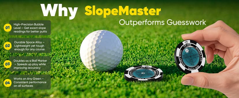 SlopeMaster ProGreen Reader - Golf Ball Marker with High Precision Green Reading Aid Golf Accessories for Men Women