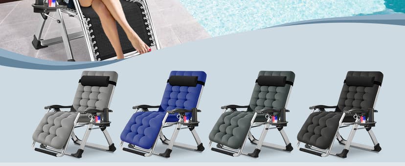 Slsy Zero Gravity Chair, Reclining Lounge Chair with Removable Cushion & Tray for Indoor and Outdoor, Patio Recliner Folding Reclining Chair