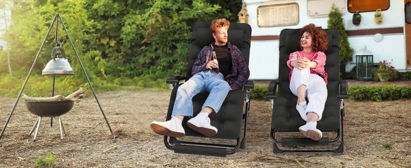 Suteck Oversized Zero Gravity Chair,29In XL Lounge Chair w/Removable Cushion&Headrest, Reclining Camping Chair w/Upgraded Lock and Footrest, Reclining Patio Chairs Recliner for Indoor Outdoor