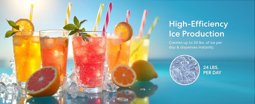 Brio 520 ICE Water Dispenser for 5 Gallon Bottle | Bullet Ice Maker Bottom Load Cooler | UV Self Cleaning, LED Touch Display with Digital Clock, Night Light, Child Safety Lock | 2X Fast Dispense