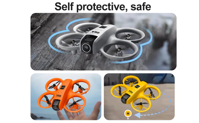 RC Small Drone with Dual Cameras, Propeller Guard, Altitude Hold, One-Key Takeoff, 3D Flips, 2 Batteries, Intelligent Obstacle Avoidance, Remote Control Helicopter Airplane, Hovering, APP Control, LED Lights, for Beginners FPV Palm Takeoff Mini Quadcopter (Orange)