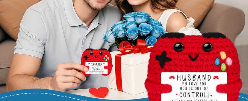 Busy Gaming Life Crochet Game Controller Husband Gift for Christmas Fathers Day Birthday, Best Husband Ever Gifts for Wedding Anniversary from Wife, Christmas Stocking Stuffers
