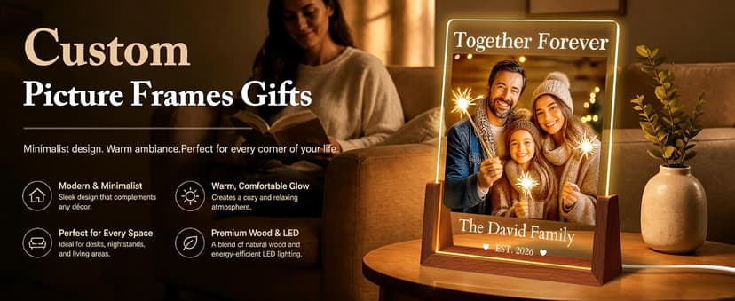 Personalized Photo Frame Gifts for Grandma Grandpa Wife Kids Baby Her Him on Christmas Birthday Mothers Fathers Day Custom Family Picture Frame, Christmas Family Gifts for Women Men Mom Dad B0HGY9689D