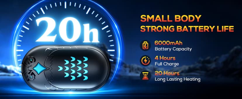 GUKAUT Hand Warmers Rechargeable, 2 Pack 6000mAh Electric Portable Heater, 20 Hrs Long Heating Hot Pockets Hand Warmer, Hunting Gear, Gifts for Women, Men, Raynauds, Camping, Golf, Outdoors