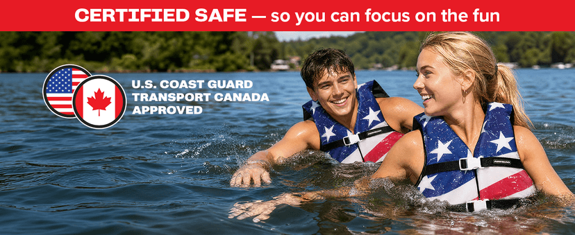 Sportstuff Stars & Stripes Life Jacket for Adults & Kids - USCG Approved Life Vest for Men, Women, Youth & Child, Open-Side Watersports Vest for Boating, Tubing & Swimming