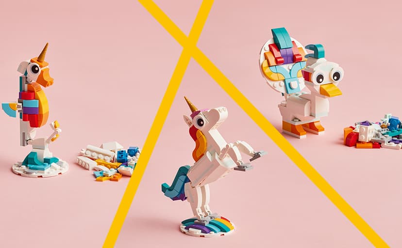 LEGO Creator 3 in 1 Magical Unicorn Toy, Transforms to Seahorse to Peacock, Rainbow Animal Figures, Unicorn Gift for Grandchildren, Girls and Boys, Buildable Toys, 31140 B0BLJ4SVWV