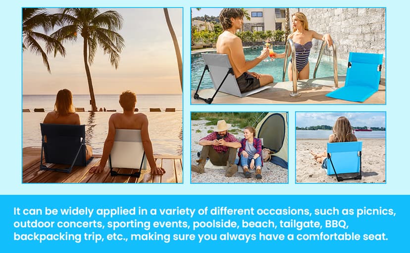 Karenhi 1 Pcs Foldable Poolside Chairs Portable Beach Chair Folding Poolside Chairs for Edge of Pool for Adults Traveling Camping Picnic Lawn Accessories (Light Beige)