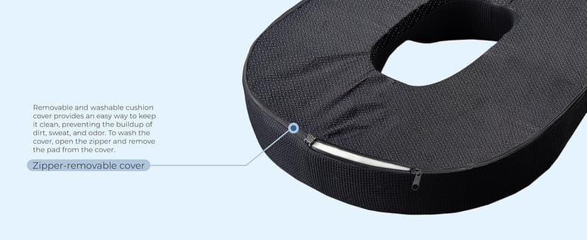 5 STARS UNITED Donut Pillow Hemorrhoid Tailbone Cushion – Large Floor Cushion for Pain Relief – Coccyx, Prostate, Sciatica, Pelvic Floor, Pressure Sores, Pregnancy, Postpartum Recovery, Black
