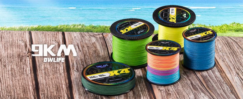 9KM DWLIFE Braided Fishing Line 8LB-120LB Dyneema Fishing Line, Zero Stretch & Anti-Bite Coating for Freshwater/Saltwater Fishing 4/8 Strands