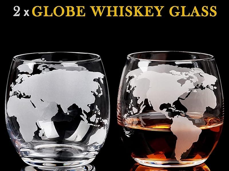 Gifts for Men Dad Husband from Wife Daughter Son, Unique Christmas Anniversary Birthday Gifts for Him, Whiskey Decanter Globe Set with 2 Glasses, Bourbon Scotch Liquor Cool Stocking Stuffers Presents