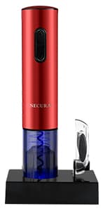 Secura Electric Wine Opener, Automatic Electric Wine Bottle Corkscrew Opener with Foil Cutter, Rechargeable (Stainless Steel) B01261VEOG