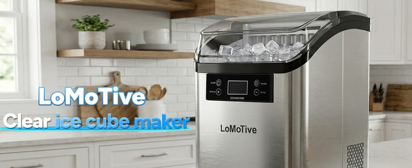 Countertop Ice Maker, 45Lbs/Day Clear Ice Cube Maker with Self-Priming Water Supply, 24 Cubes Ready in 13 Mins, 6 Ice Thickness Levels, Stainless Steel Ice Maker Machine for Home Kitchen Office Bar
