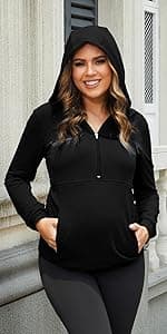 GINKANA Maternity Hoodie Long Sleeves Shirts Casual Maternity Top Pregnancy Sweatshirt Casual Clothes