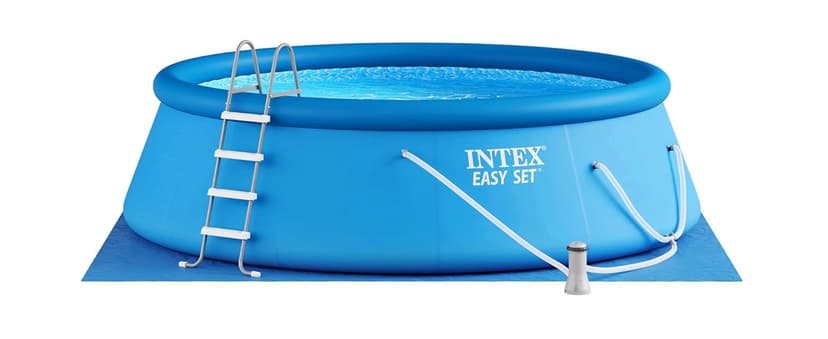 Intex 28167EH Easy Set Inflatable Swimming Pool Set: 15ft x 48in – Includes 1000 GPH Cartridge Filter Pump – Removable Ladder – Pool Cover – Ground