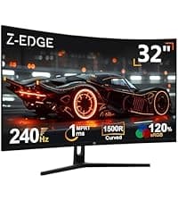 Z-Edge 34" Curved Gaming Monitor, WQHD 1440P 165Hz 144Hz PC Monitor, MPRT 1ms, 21:9 Aspect Ratio, 1500R, 16.7M Colors, 3000:1 Contrast, UG34 Frameless Bezel, 2X DP 1.4 Ports and 2X HDMI 2.0 Port