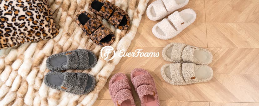Machine-washable, Gifts, Memory Foam, Anti-slip Sole, Lightweight, Indoor and Outdoor, Cozy EverFoams Womens Fuzzy Open-toe Slippers Memory Foam Indoor House Shoes B0CLGNYKFR