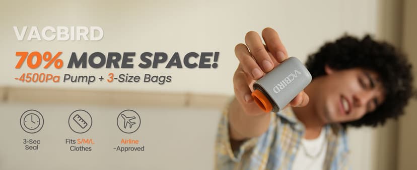 Rechargeable Wireless Pump Travel Storage Bags Set - 15 Pack Portable Space Saver Bags for Travel & Home - Vacuum Compression Packing Seal for Clothes, Blankets, Seasonal Storage