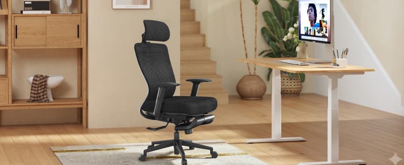 FLEXISPOT OC3 Cloud Ergonomic Office Chair with Footrest, High Back Computer Chair with Adjustable Lumbar Support/2D Headrest, Desk Chairs for Home Office Gaming Working, Black,Foam Seat,Cloud-F