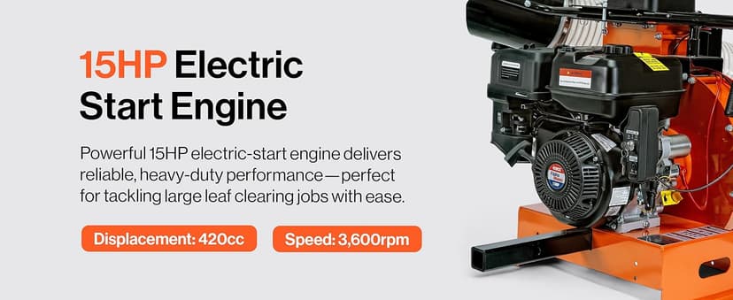 SuperHandy Truck Loader Leaf Vacuum – 15HP Electric Start Engine, Serrated Metal Impeller, Hitch or Tailgate Mount, Commercial Debris Vacuum for Lawn & Landscape Cleanup