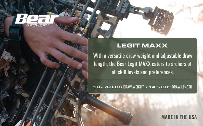 Bear Legit Maxx Ready to Hunt Compound Archery Bow, 70lb. Draw Weight