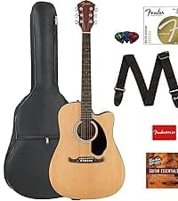 Fender FA-125CE Dreadnought Cutaway Acoustic-Electric Guitar - Sunburst Bundle with Gig Bag, Strap, Strings, Picks, and Austin Bazaar Instructional DVD