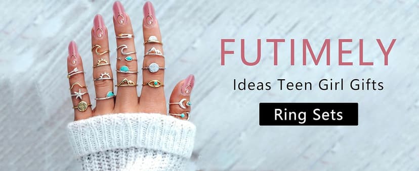 FUTIMELY Boho Retro Stackable Rings Sets for Women Knuckle Joint Finger Knuckle Nail Ring Sets Moon Stars Stack Preppy Statement Rings Cute Trendy Stuff Jewelry