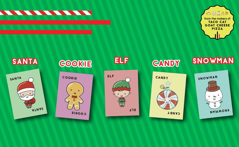 Santa Cookie Elf Candy Snowman Card Game – by Taco Cat Goat Cheese Pizza – Holiday Party Card Game – Great Stocking Stuffer – Fun for Kids, Teens, Adults and Family - 10 Min Ages 7+