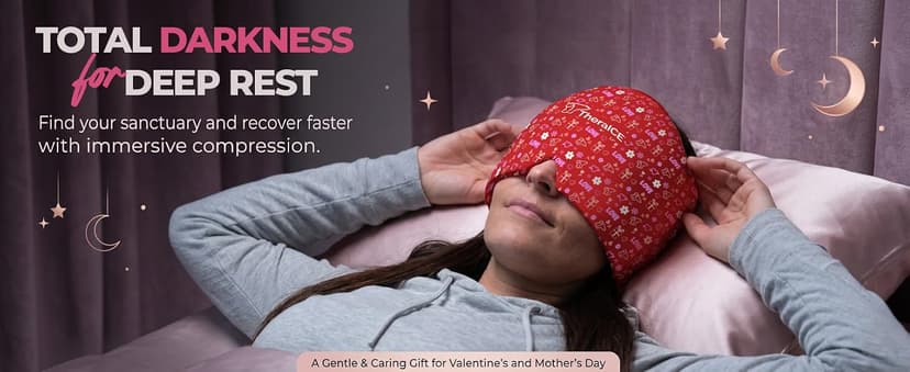 TheraICE Headache Relief Cap, Migraine Ice Pack Mask Products, Women Cooling Gel Hat, Face Cold Compress Head Wrap for Her Stress. Great Birthday Gift for Mom, Sister, Grandma, Girlfriend, & Teacher
