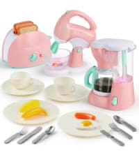 Joyin Play Kitchen Toys, Pretend Food Kitchen Accessories Girls Toy with Coffee Maker, Mixer, Toaster with Realistic Lights& Sounds, Birthday Gift for Kids B0CLVF5HM5