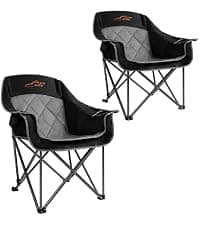 FAIR WIND Oversized Fully Padded Camping Chair, Heavy Duty Quad Fold Chair Arm Chair Support 350 LBS with Cup Holder, Collapsible Lumbar Back Chair Portable for Outdoor, Black
