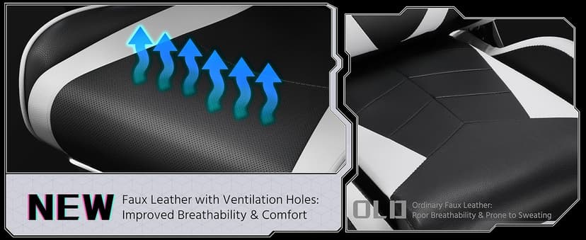 Yaheetech Gaming Chair, Video Game Chair with Massage Lumbar Support and Footrest Height Adjustable Ergonomic Computer Gaming Chair with Swivel Seat and Headrest, Black/White