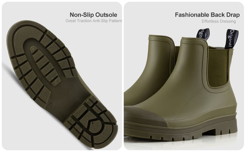 planone Women’s Waterproof Short Rain Boots Durable Comfort-Focused Chelsea Ankle Rubber Boots Non Slip Everyday Outdoor Garden Shoes with Removable Comfort Insole